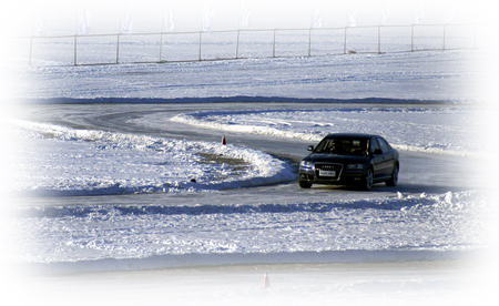 A test drive a brand cars were driving the ice road