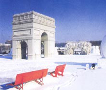 The Window of European and Asian Customs Fair on the snow 