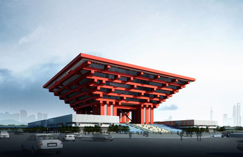 Expo organizers unveil a red, traditional China Pavilion