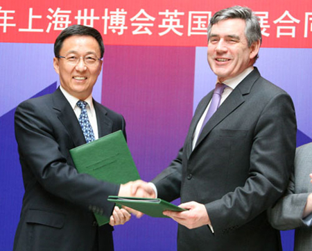 Gordon Brown and Shanghai Mayor Han Zheng