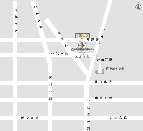 Broadway Mansions Hotel, Shanghai Map