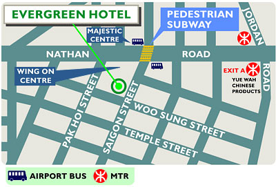 Evergreen Hotel, Hong Kong Map