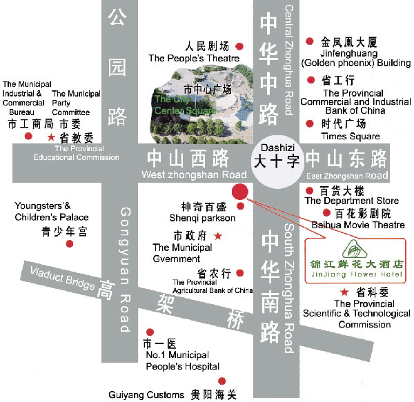 Jinjiang Flower Hotel,Guiyang Map
