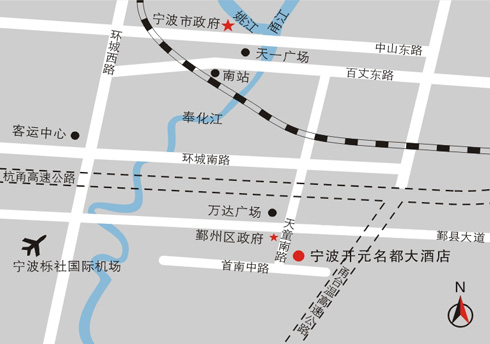 New Century Grand Hotel Ningbo Map