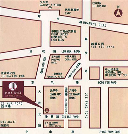New World Hotel Guangzhou Map