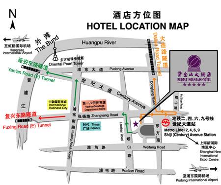 Purple Mountain Hotel, Shanghai Map