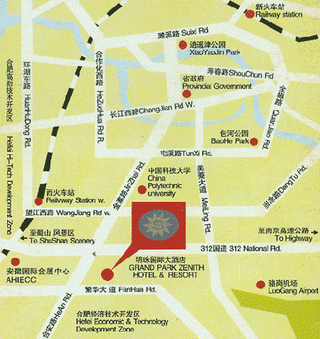 Grand Park Hotel Hefei Map