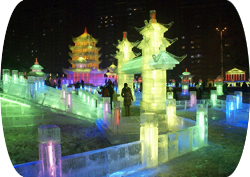 People in the square area for sightseeing Ice Lantern