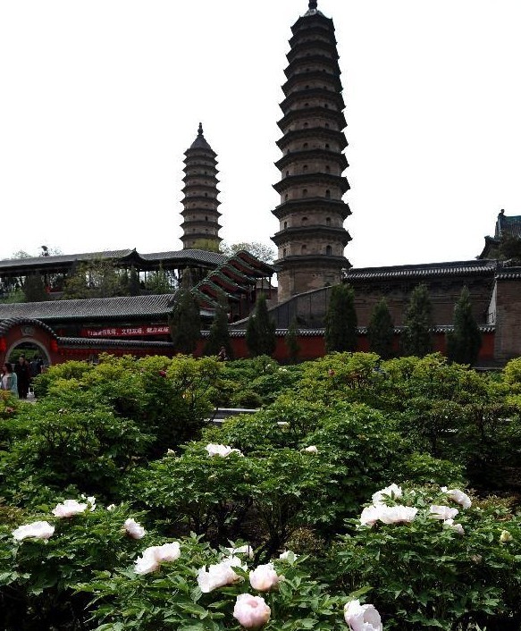 Twin pagodas at Yongzuo Temple in China's Taiyuan