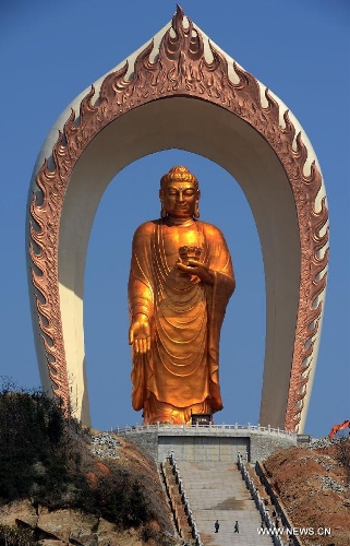 World's tallest Buddha statue basically completed in E China