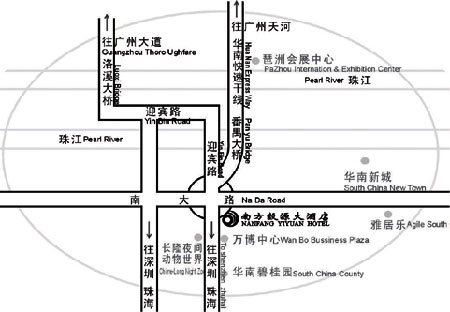 NanFang YiYuan Hotel Guangzhou Map