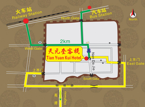 Tian Yuan Kui Hotel Pingyao Map