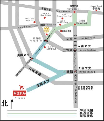 Tianyi International Hotel ,Chengdu Map