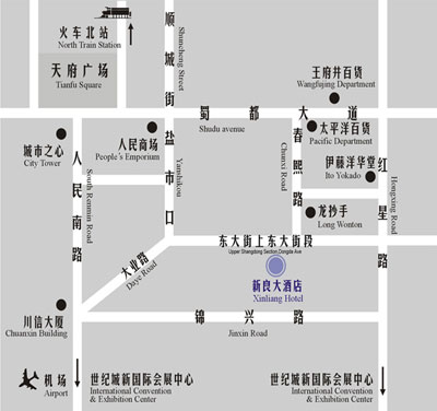 Xinliang Hotel, Chengdu Map