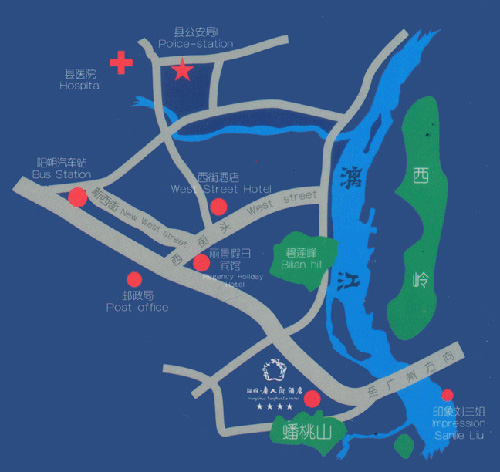 Yangshuo Tangrenjie Hotel Map