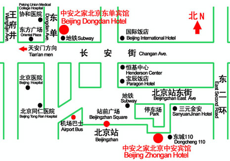 ZhongAn Inn-Beijin Dong Dan Hotel, Beijing Map